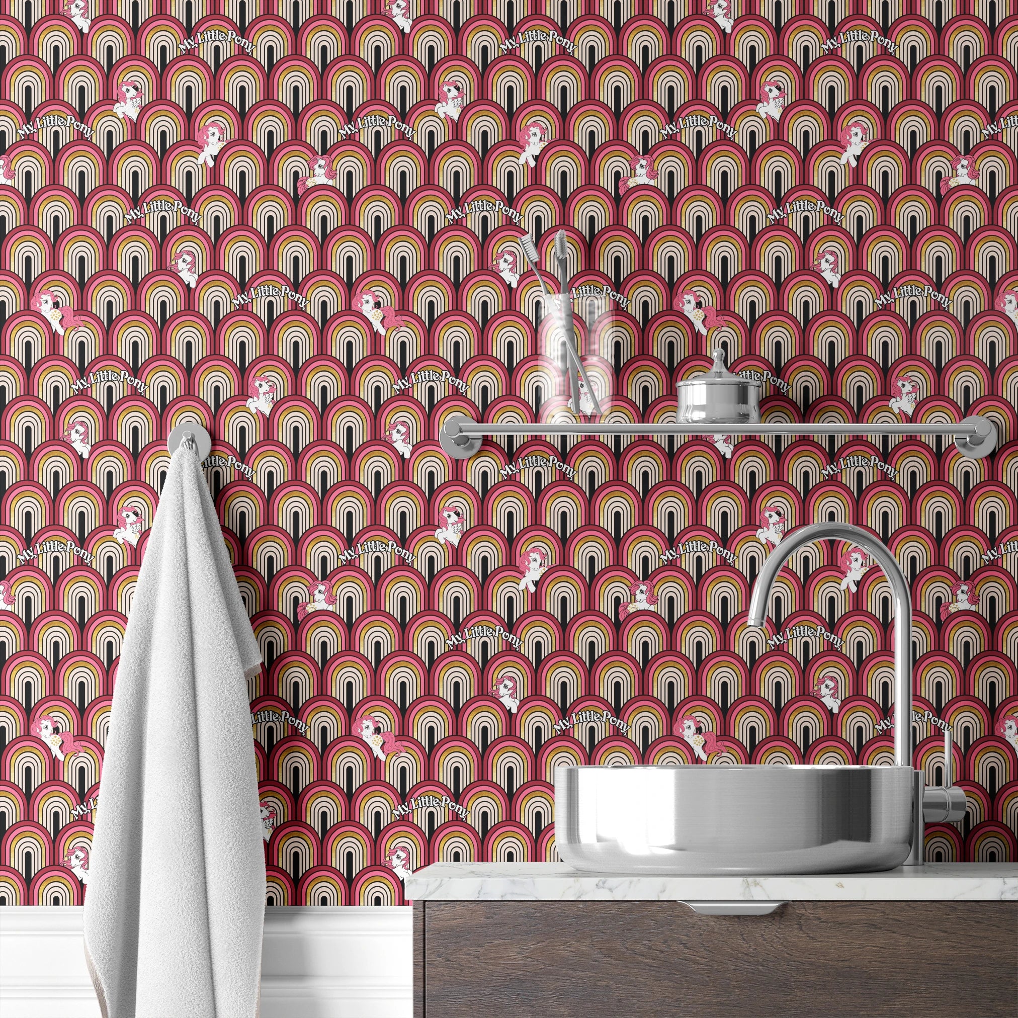 Hasbro My Little Pony Glitter Arches on Pink Wallpaper
