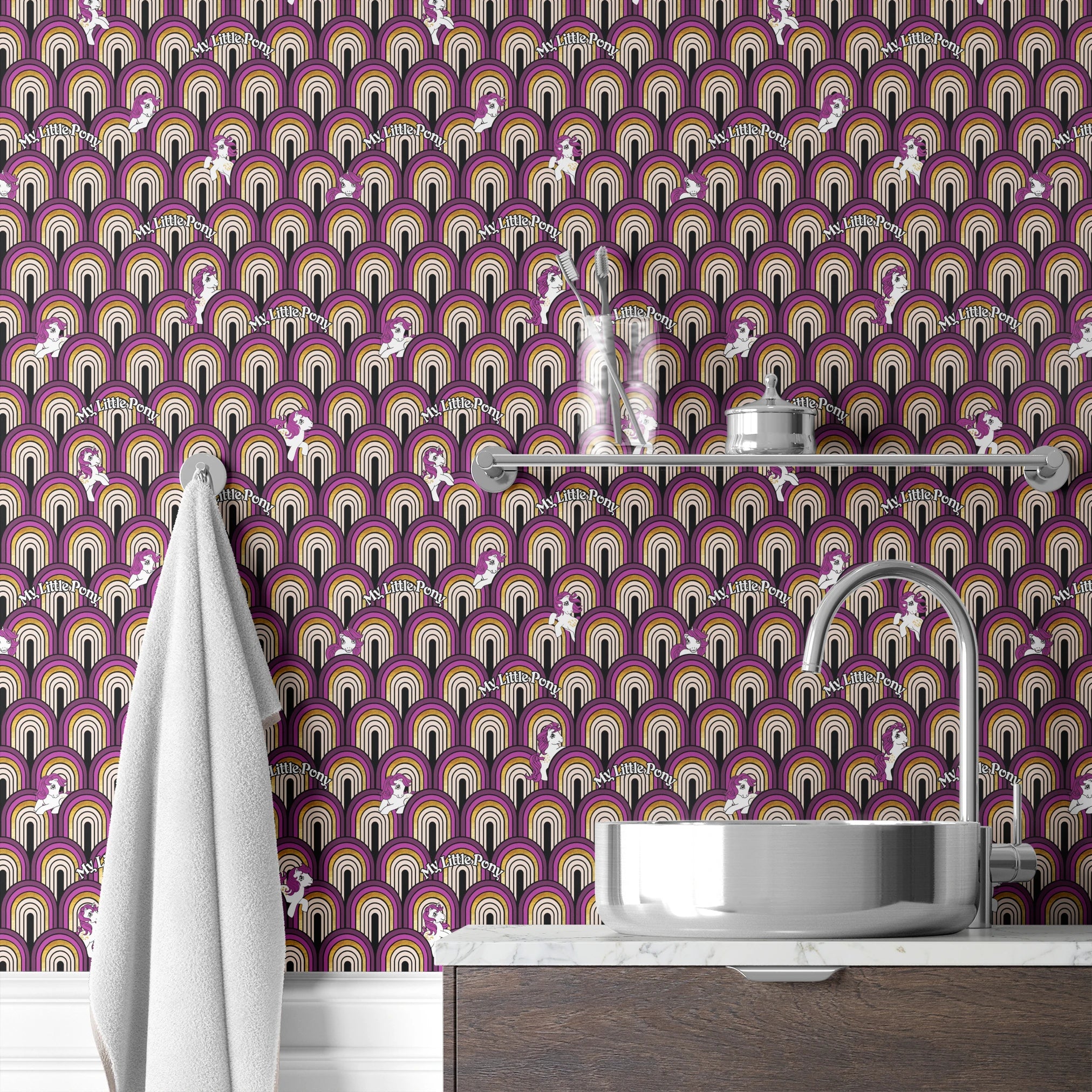 Hasbro My Little Pony Glitter Arches on Purple Wallpaper