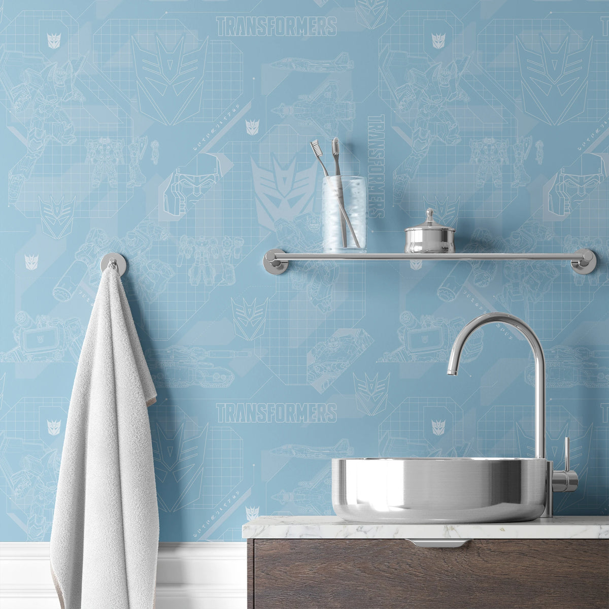 Hasbro Transformers Decepticons Graphics on Blue Wallpaper