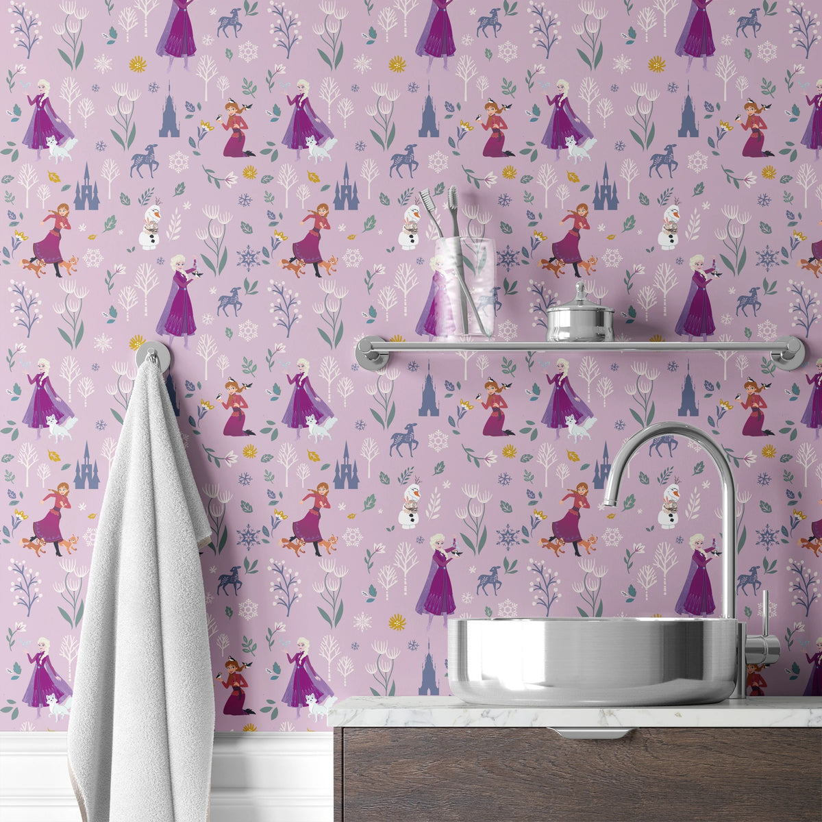 Disney Frozen Winter Adventure on Purple Wallpaper