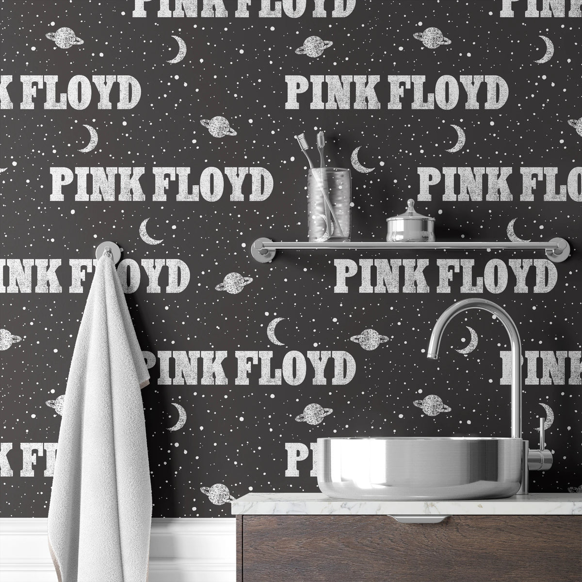 Pink Floyd Planets and Moons on Black Wallpaper