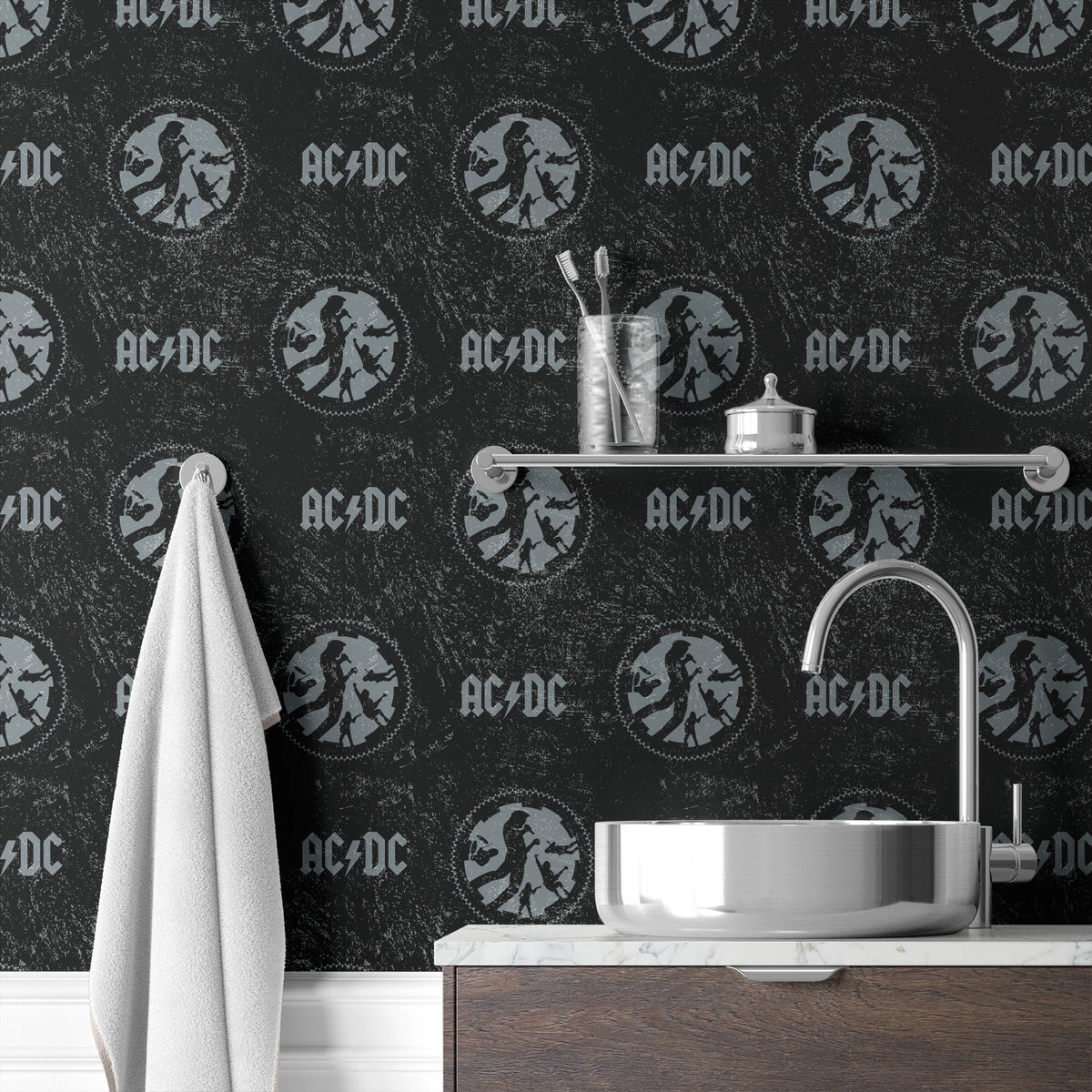 AC/DC Distressed Logo and Band Wallpaper