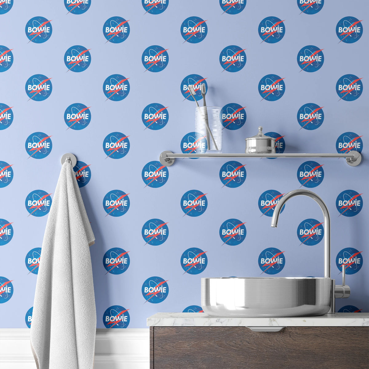 David Bowie Starman on Blue Wallpaper