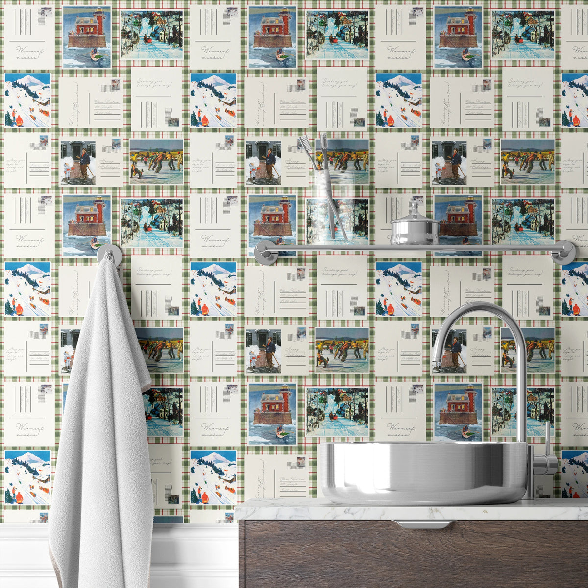 Saturday Evening Post Patchwork Postcards Wallpaper