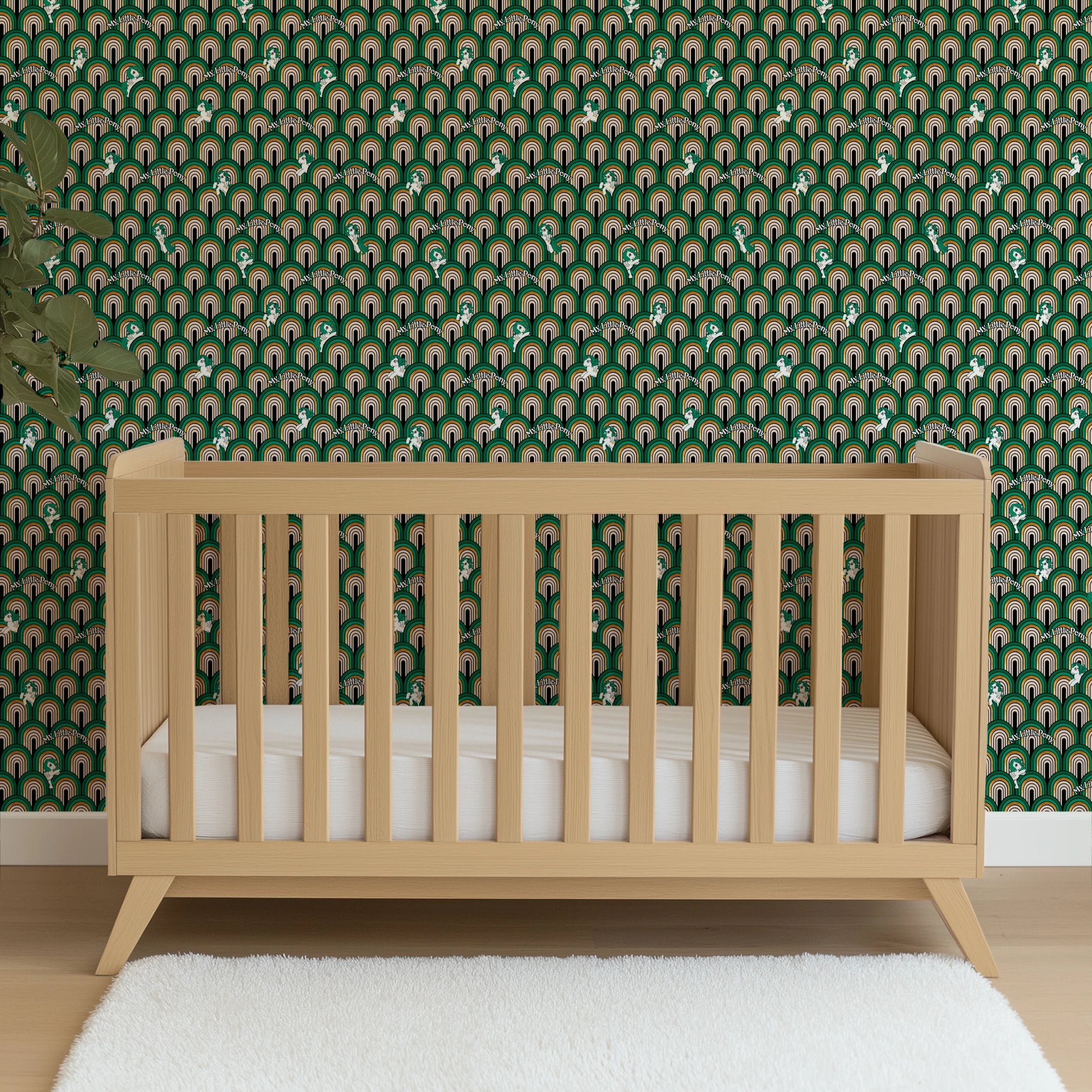 Hasbro My Little Pony Glitter Arches on Green Wallpaper