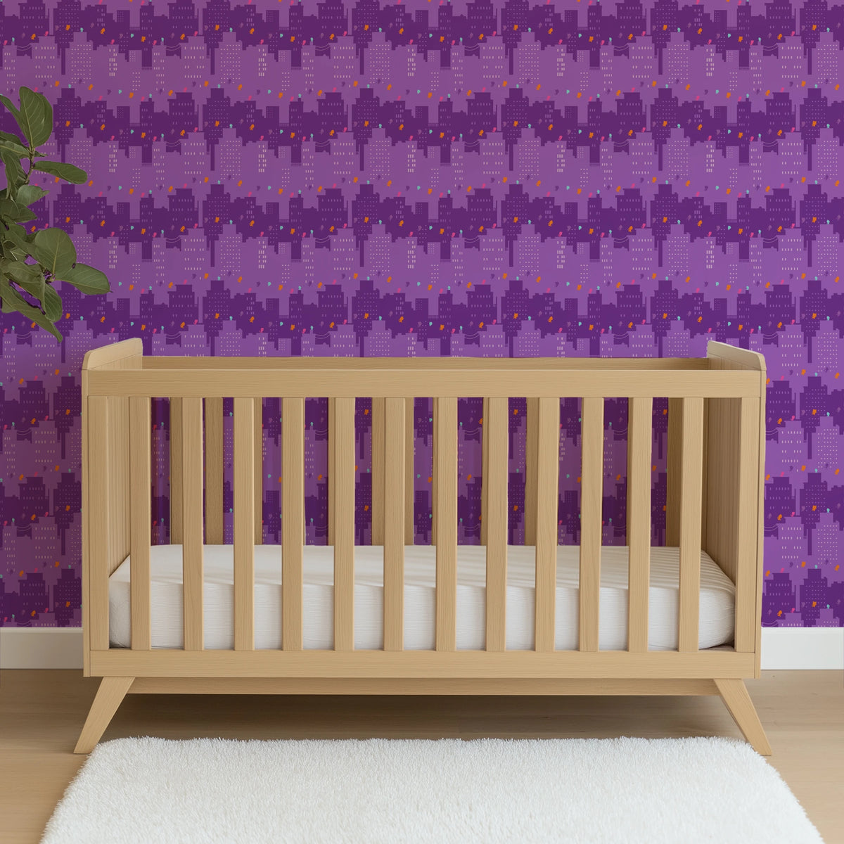 Disney Jr's. SuperKitties Super Skyline on Purple Wallpaper