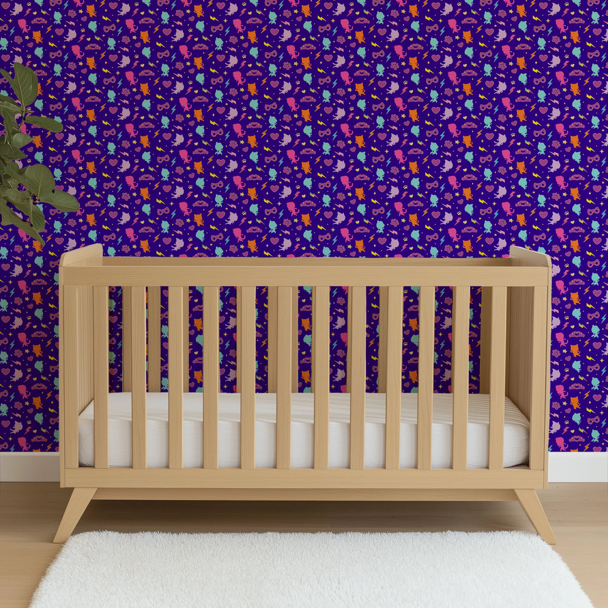Disney Jr's. SuperKitties Pawsome Characters on Blue Wallpaper