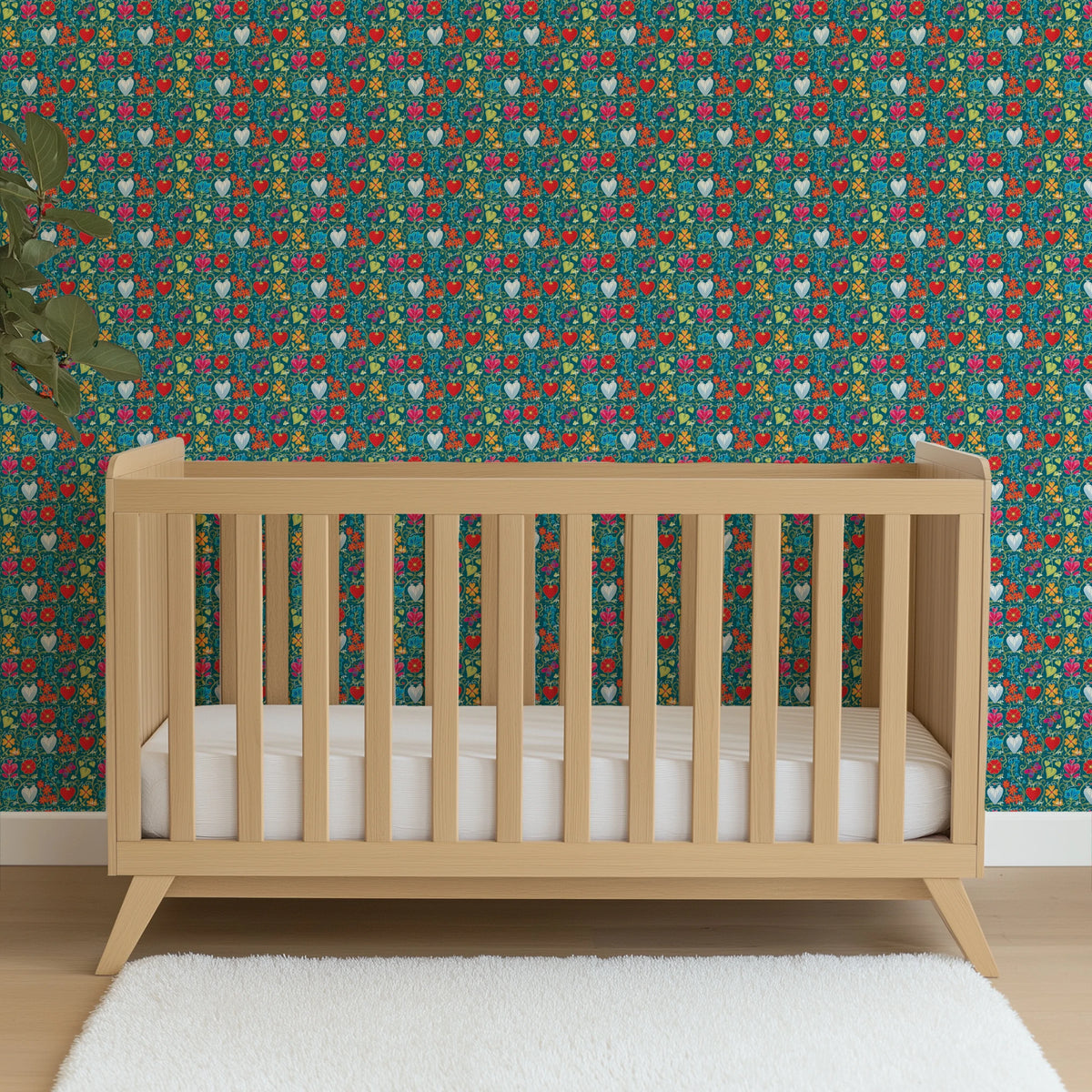 USPS Love Floral Stamps on Teal Wallpaper