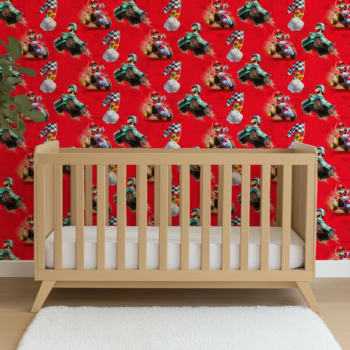 Mario Kart™ World 3D Mario and Luigi on Red Wallpaper