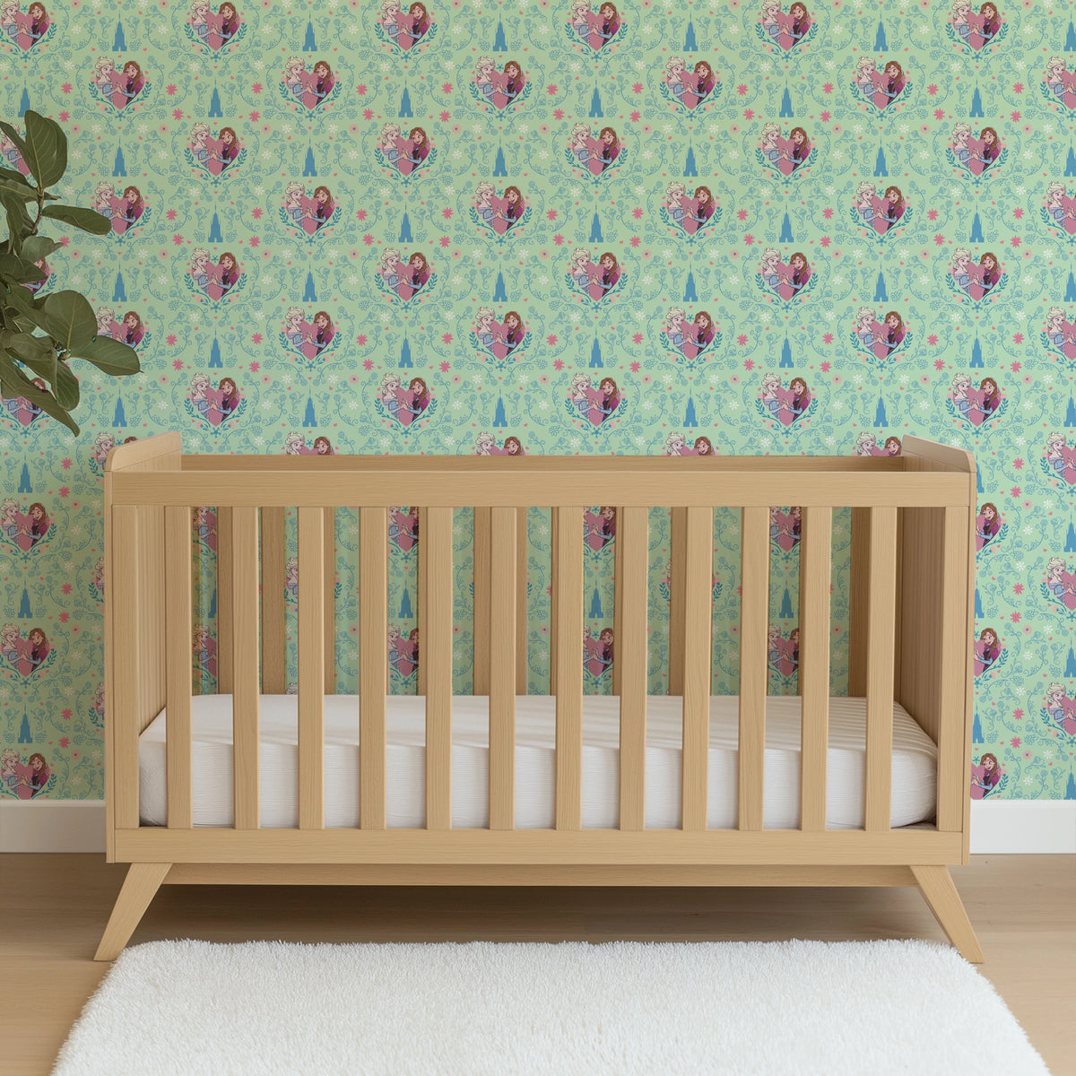 Disney Frozen Sisterly Bond on Green Wallpaper