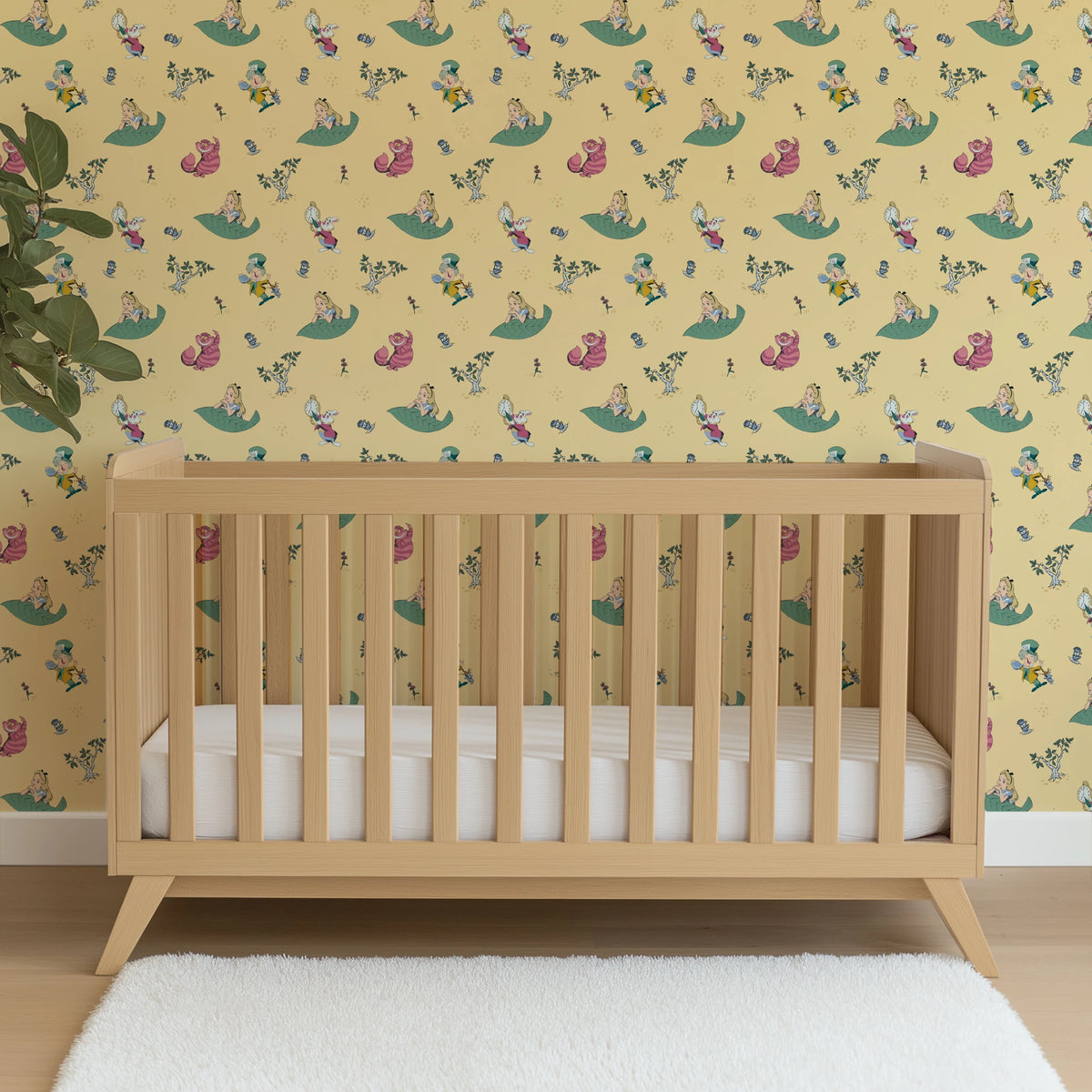 Disney Alice in Wonderland Yellow Whimsy Wallpaper