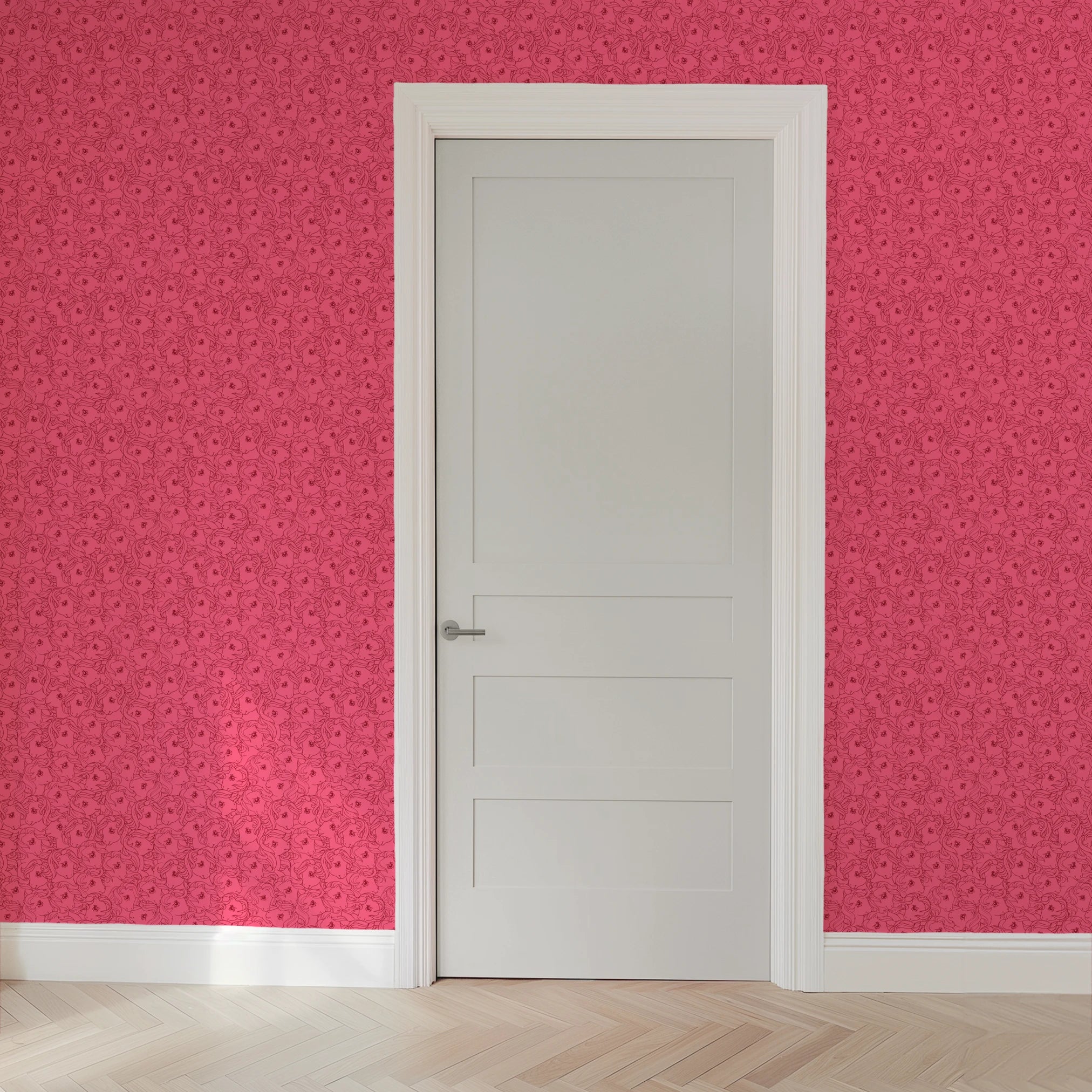 Hasbro My Little Pony Line Art on Pink Wallpaper