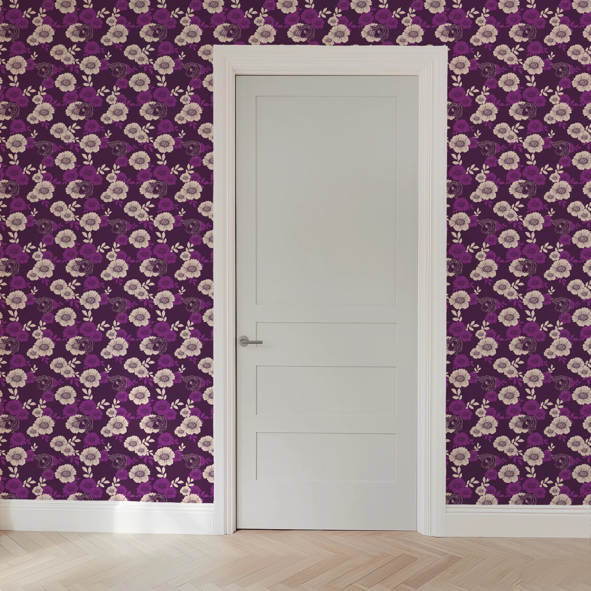 Hasbro My Little Pony Floral Silhouettes on Purple Wallpaper