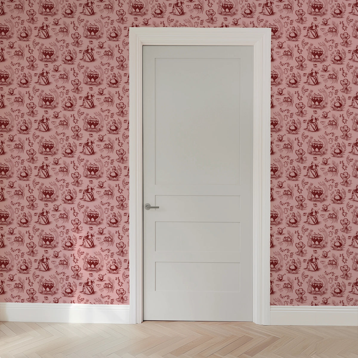 Disney Alice in Wonderland Curiouser and Curiouser on Pink Wallpaper