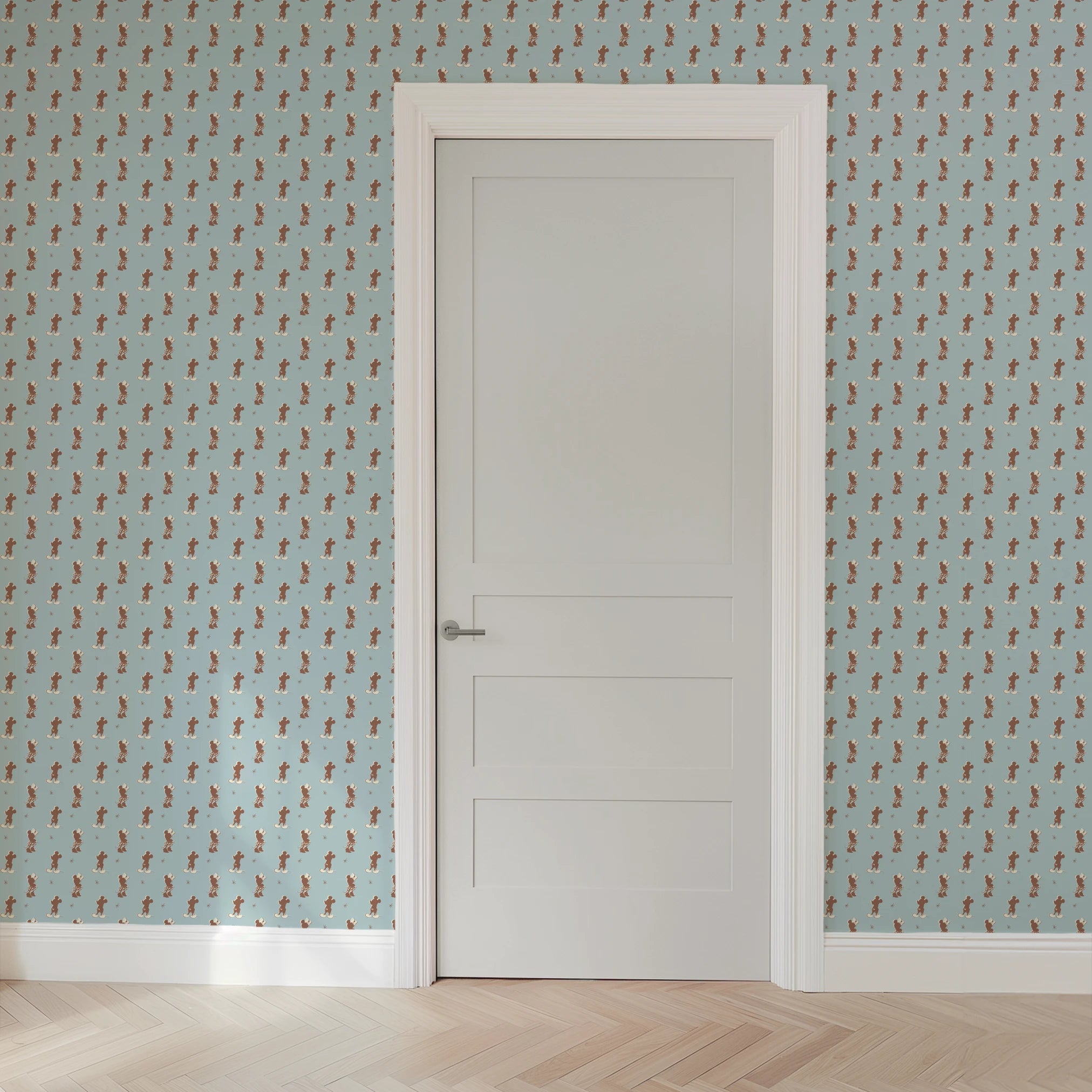 Disney Mickey Mouse and Minnie Mouse Silhoutees on Blue Wallpaper