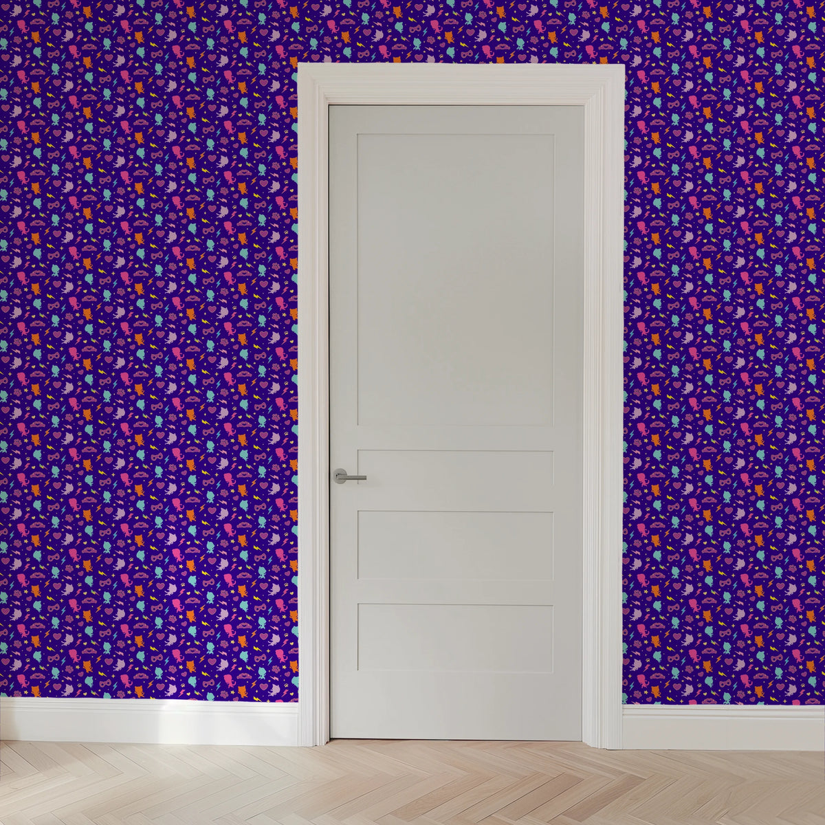 Disney Jr's. SuperKitties Pawsome Characters on Blue Wallpaper