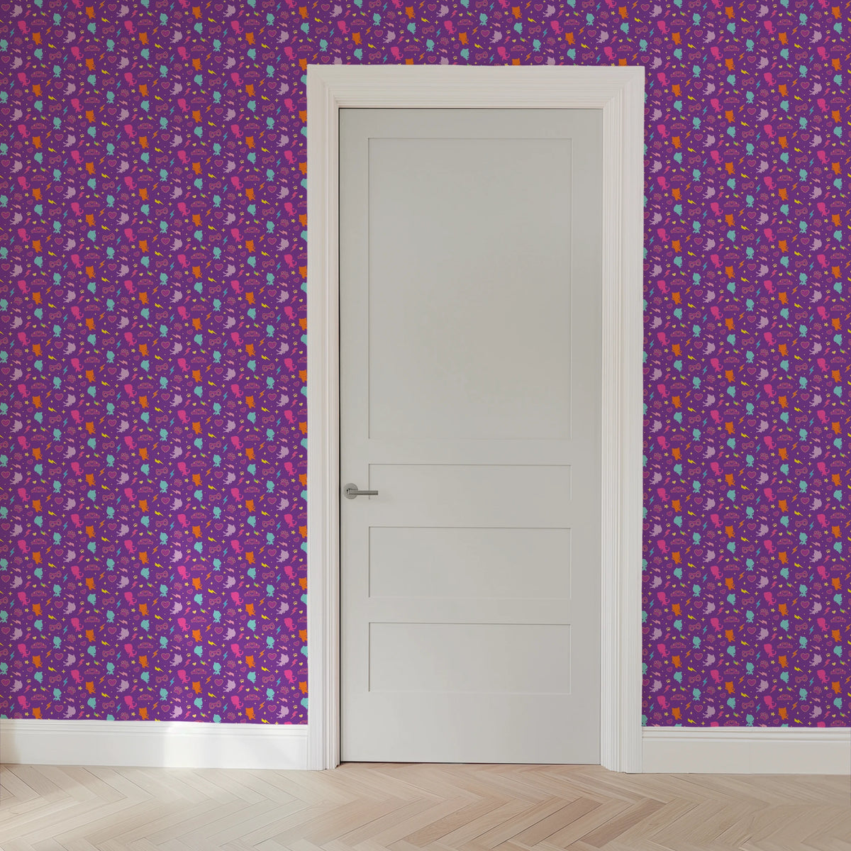 Disney Jr's. SuperKitties Pawsome Characters on Purple Wallpaper