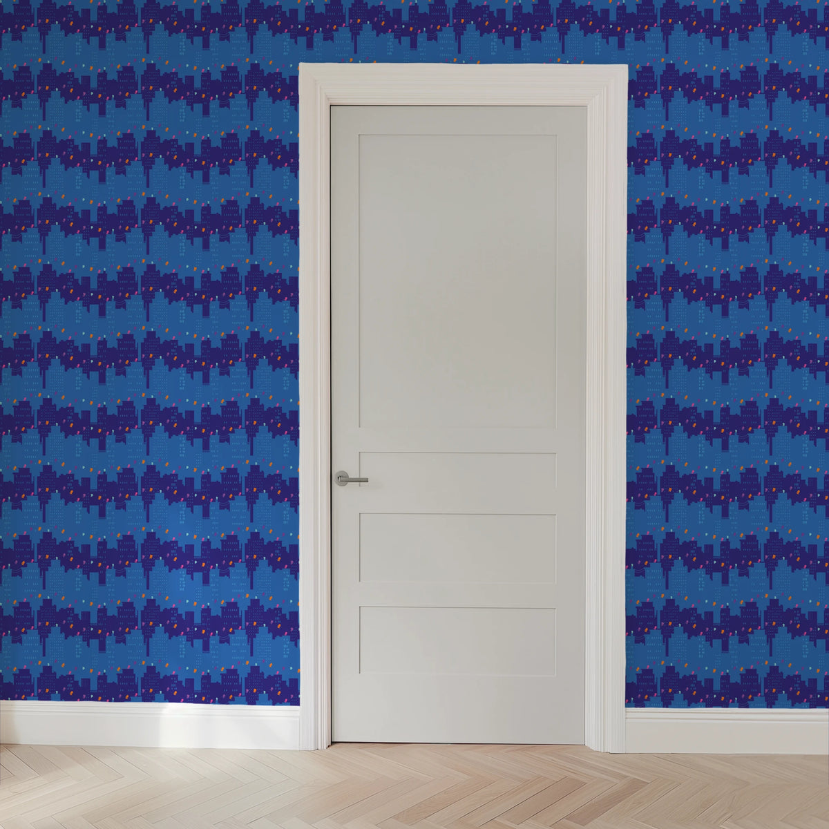 Disney Jr's. SuperKitties Super Skyline on Blue Wallpaper