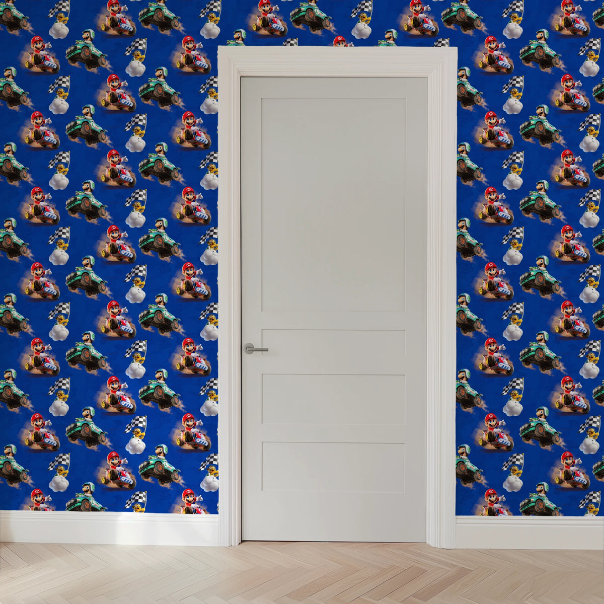 Mario Kart™ World 3D Mario and Luigi on Blue Wallpaper