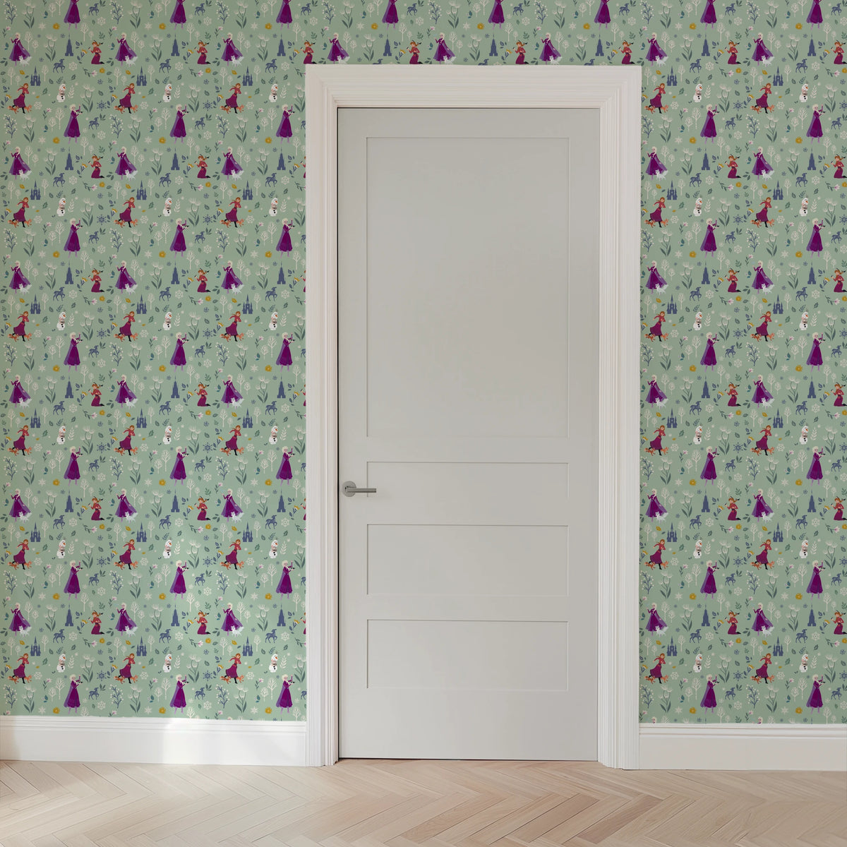 Disney Frozen Winter Adventure on Green Wallpaper
