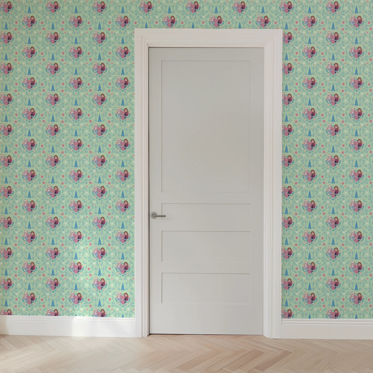 Disney Frozen Sisterly Bond on Green Wallpaper