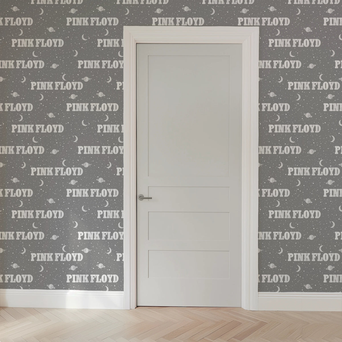 Pink Floyd Planets and Moons on Grey Wallpaper