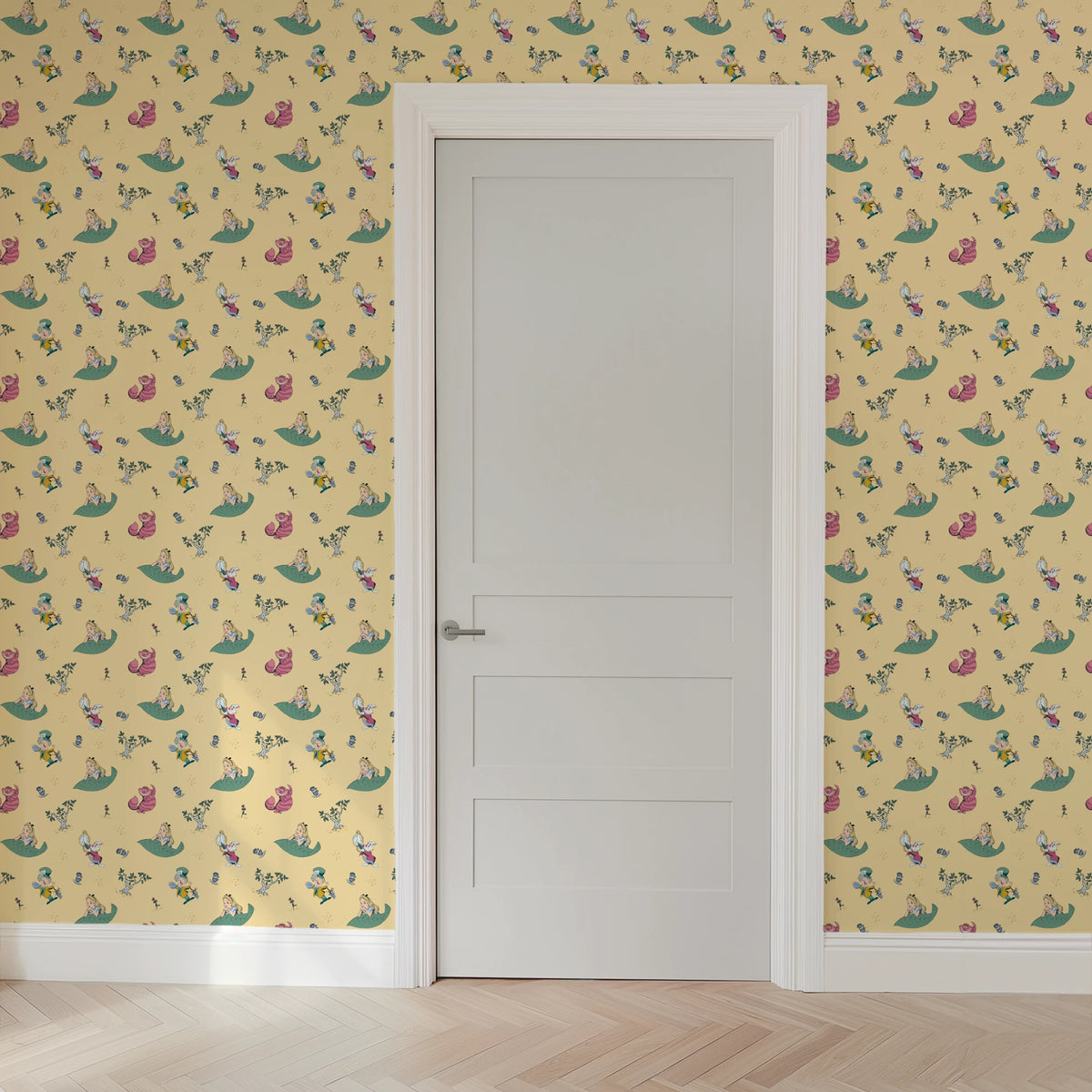Disney Alice in Wonderland Yellow Whimsy Wallpaper