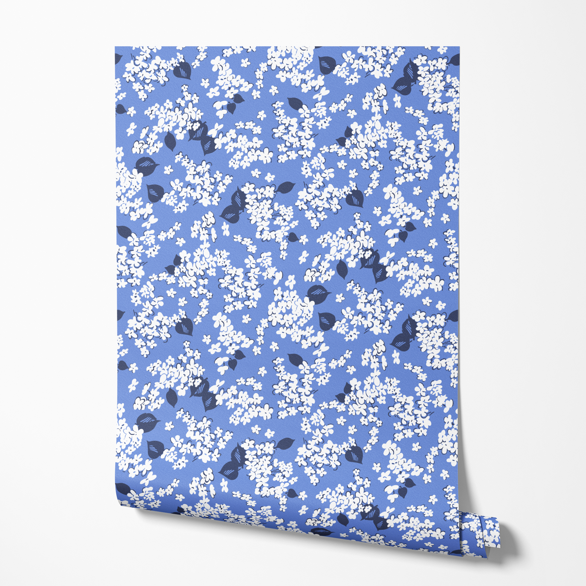 Cottagecore Floral in Cornflower Blue | Peel & Stick Wallpaper