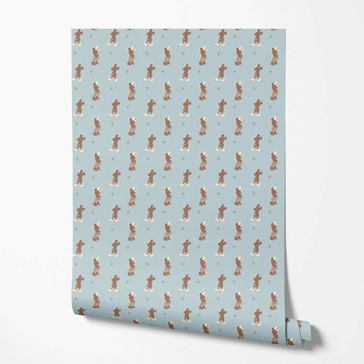 Disney Mickey Mouse and Minnie Mouse Silhoutees on Blue Wallpaper