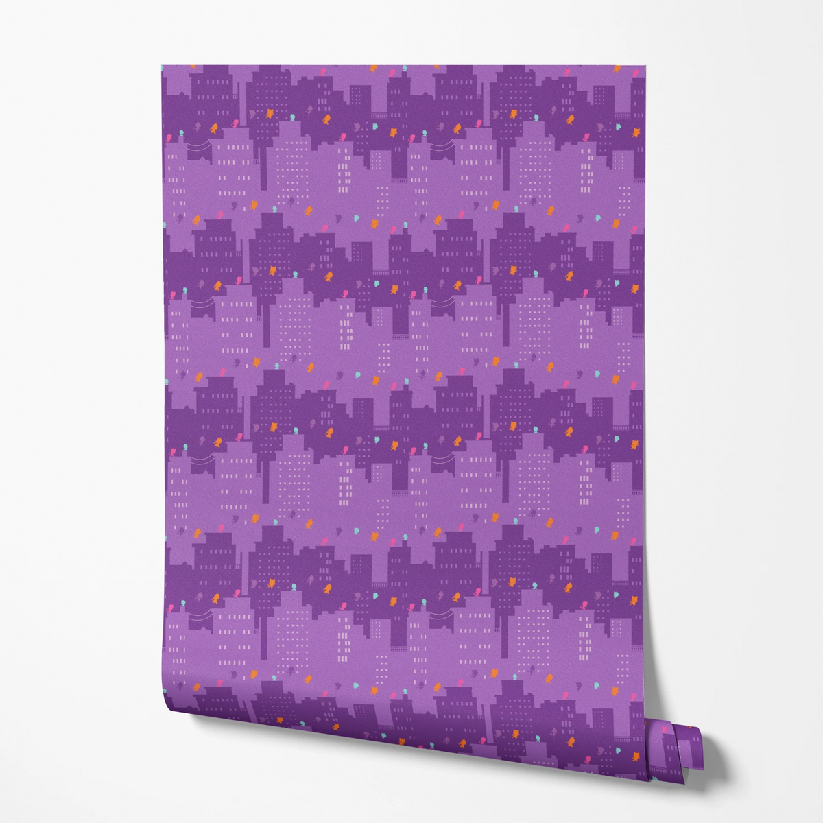 Disney Jr's. SuperKitties Super Skyline on Purple Wallpaper