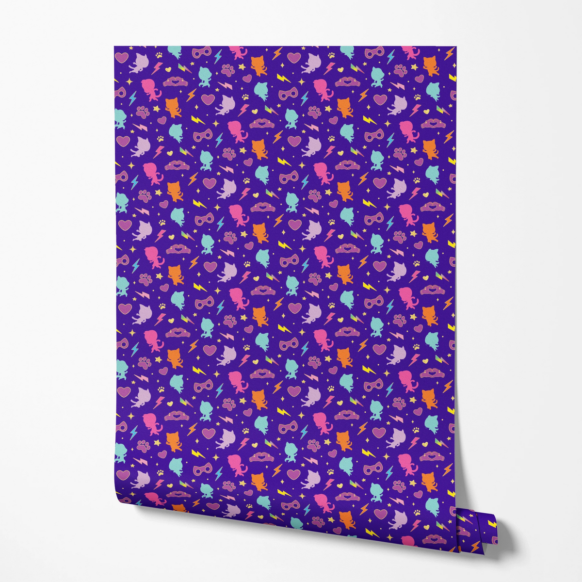 Disney Jr's. SuperKitties Pawsome Characters on Blue Wallpaper