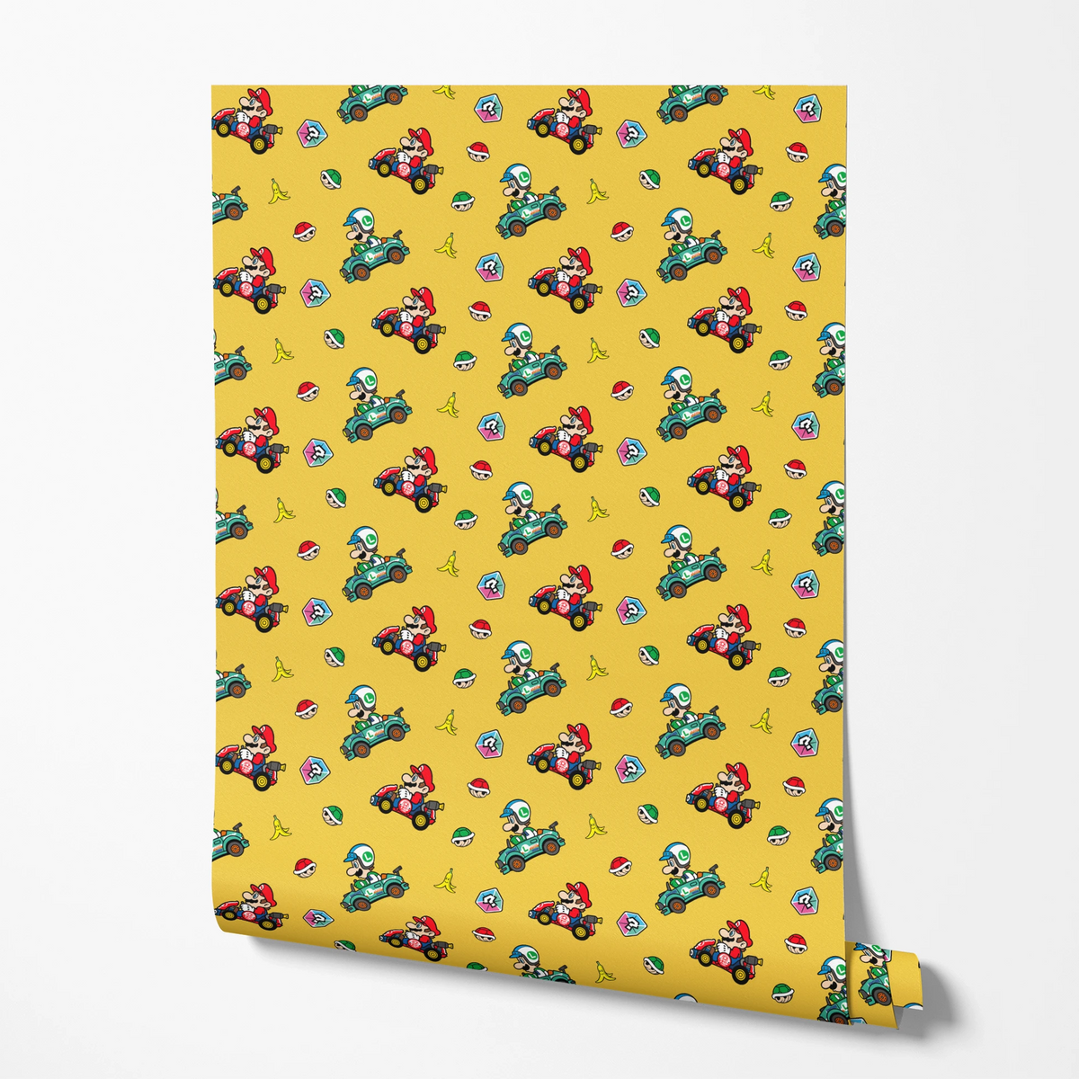 Mario Kart™ World 2D Mario and Luigi on Yellow Wallpaper