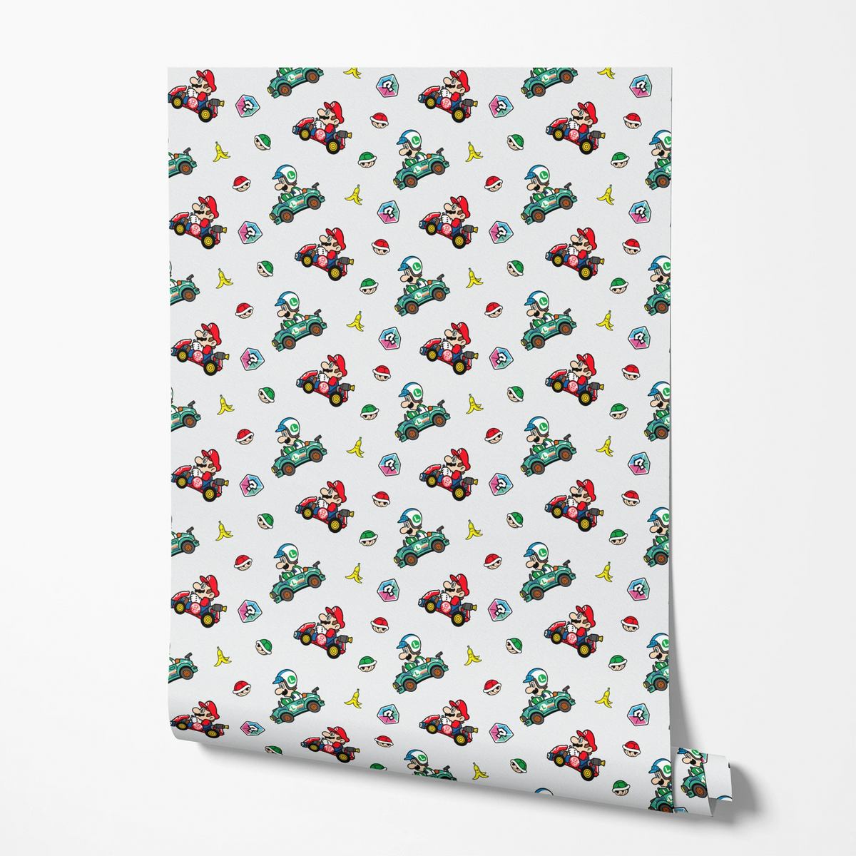 Mario Kart™ World 2D Mario and Luigi on Light Grey Wallpaper