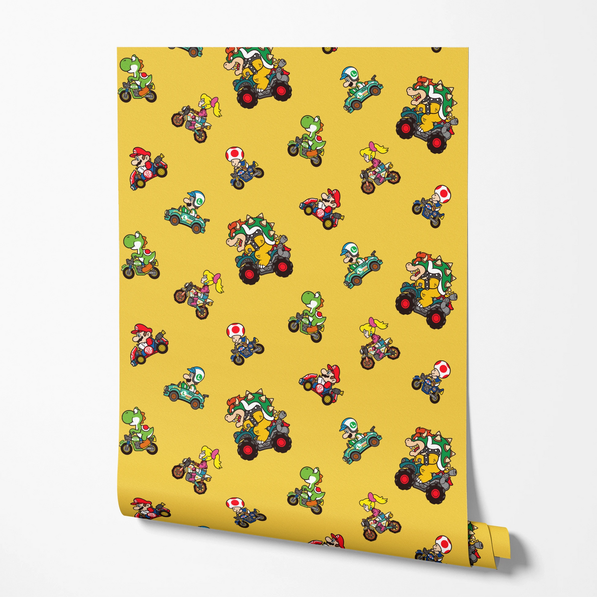 Mario Kart™ World 2D Driving Friends on Yellow Wallpaper