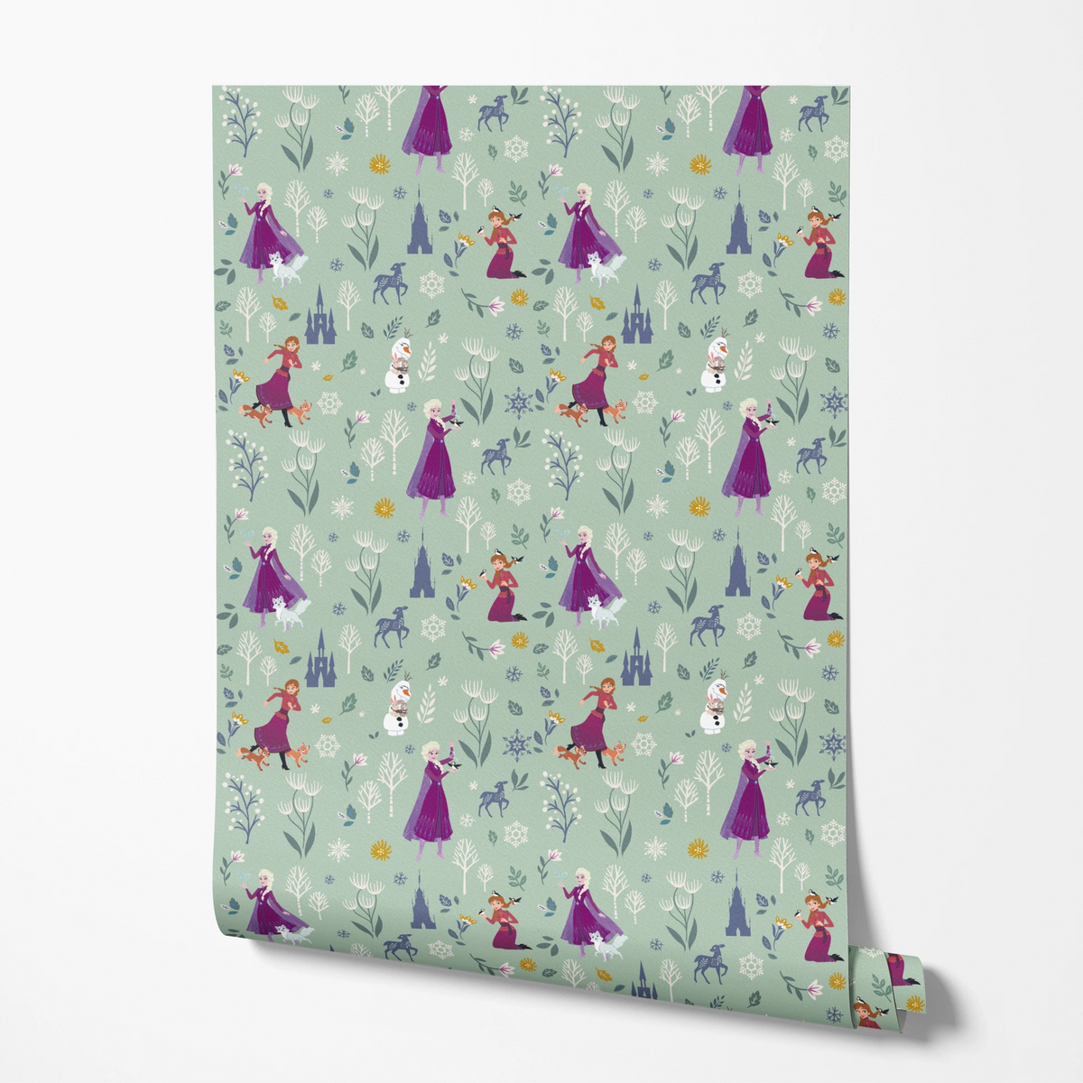 Disney Frozen Winter Adventure on Green Wallpaper