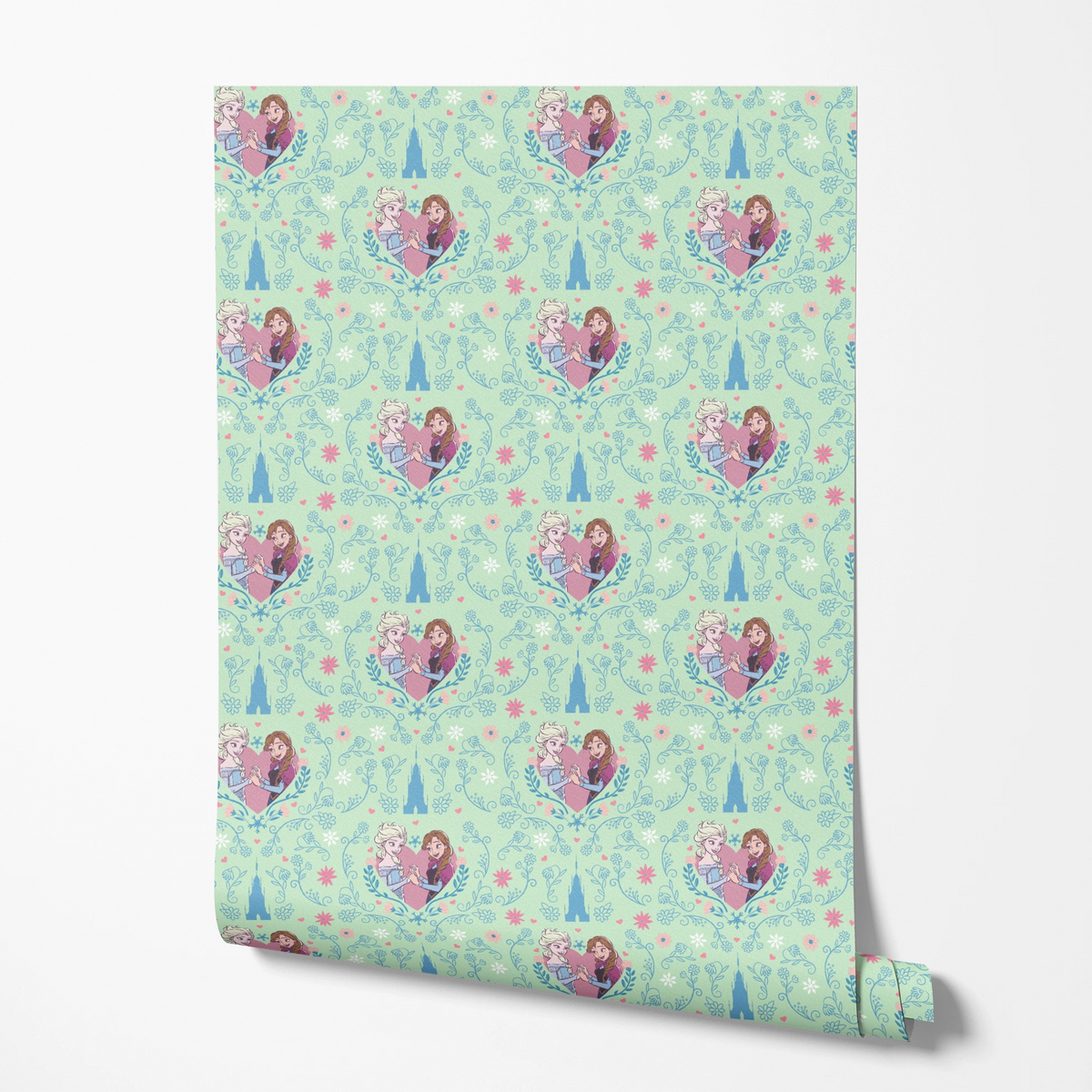 Disney Frozen Sisterly Bond on Green Wallpaper