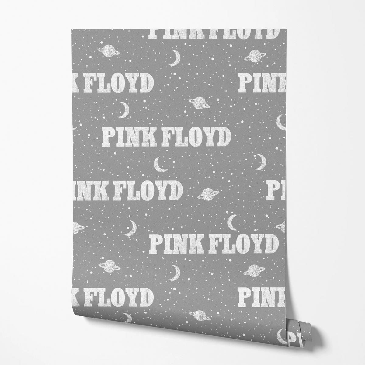 Pink Floyd Planets and Moons on Grey Wallpaper