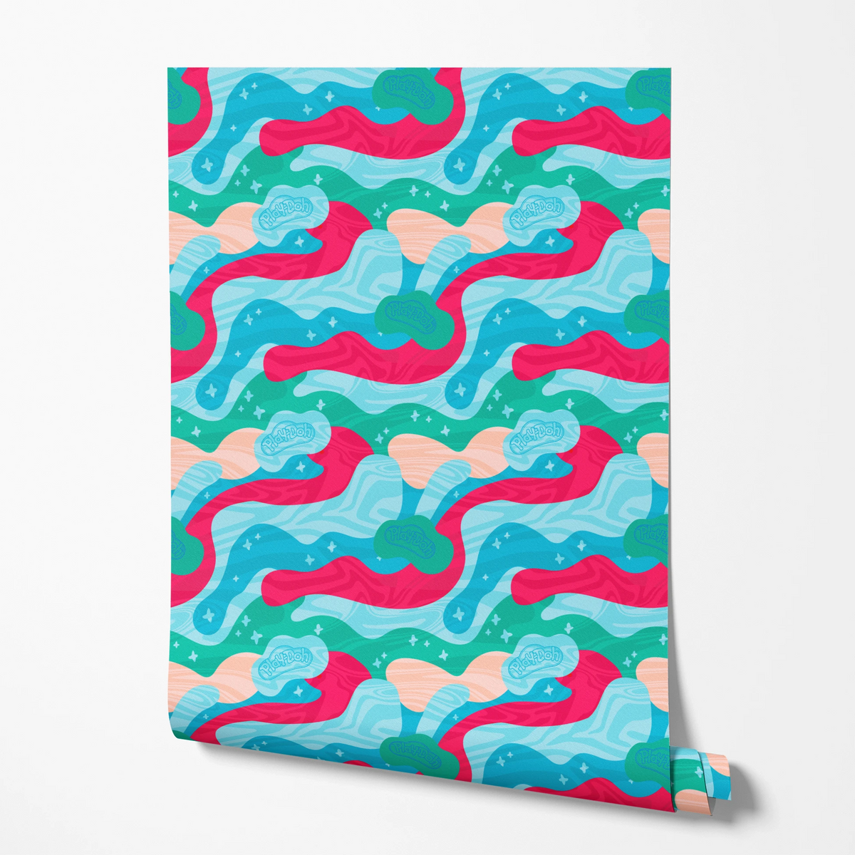 Hasbro Play-Doh Retro Clouds in Blue Wallpaper