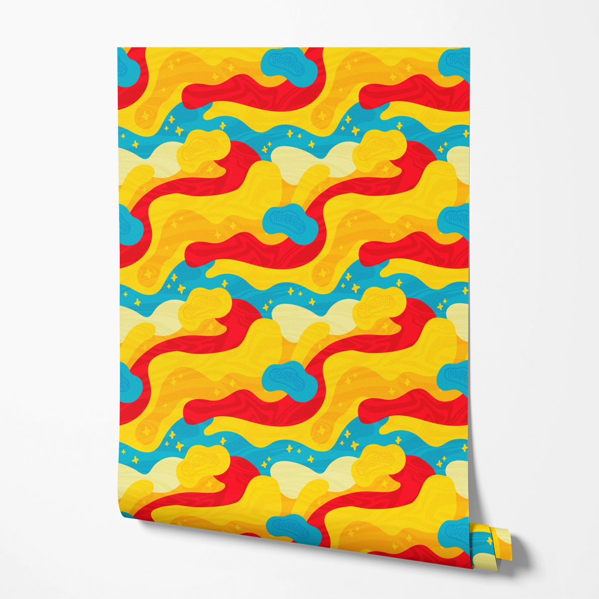 Hasbro Play-Doh Retro Clouds in Yellow Wallpaper