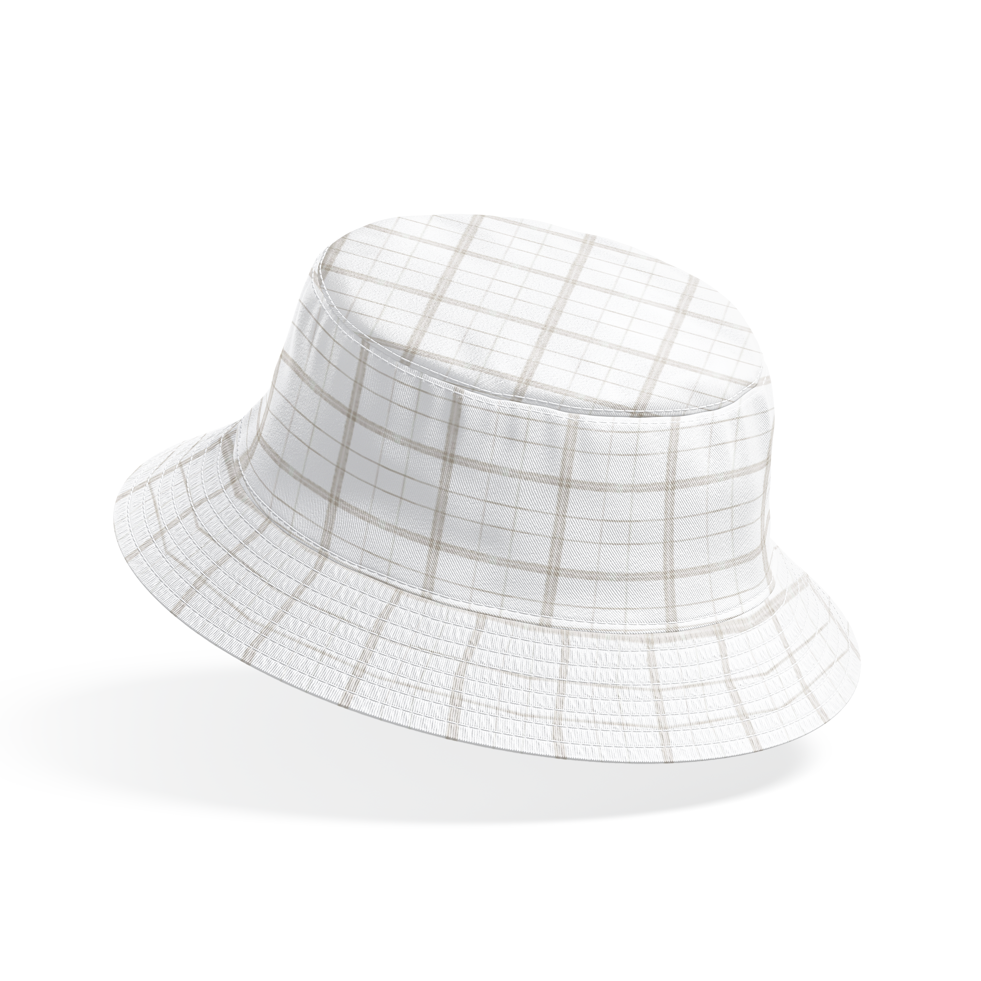 Neutral cream and beige plaid with soft painterly lines by Nicole Tamarin, perfect for fall sewing and decor. bucket hat mockup