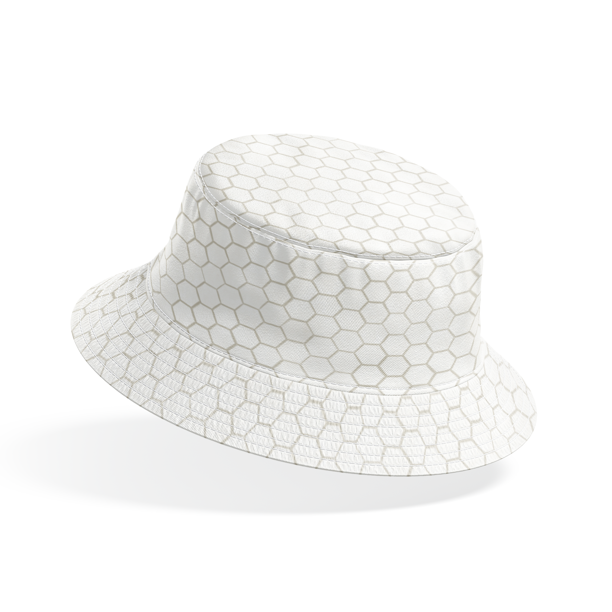 White and beige honeycomb pattern fabric designed by Nicole Tamarin with a subtle, modern farmhouse style. bucket hat mockup