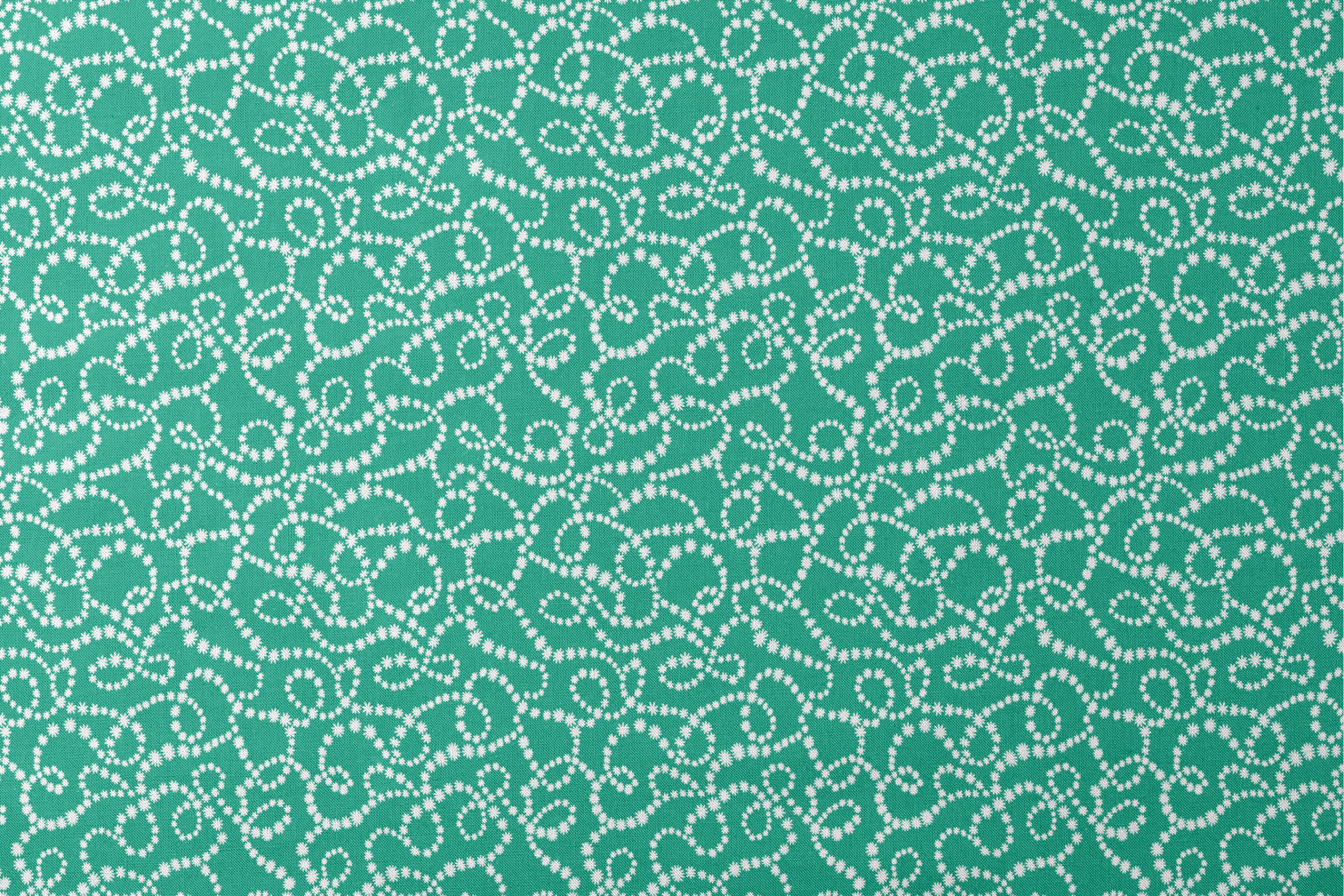 White dotted swirling patterns on green background forming abstract curving lines designs flat mockup