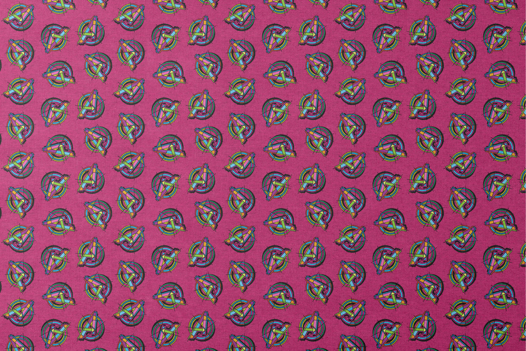 Vibrant Avengers pattern in neon colors on magenta background designs flat mockup