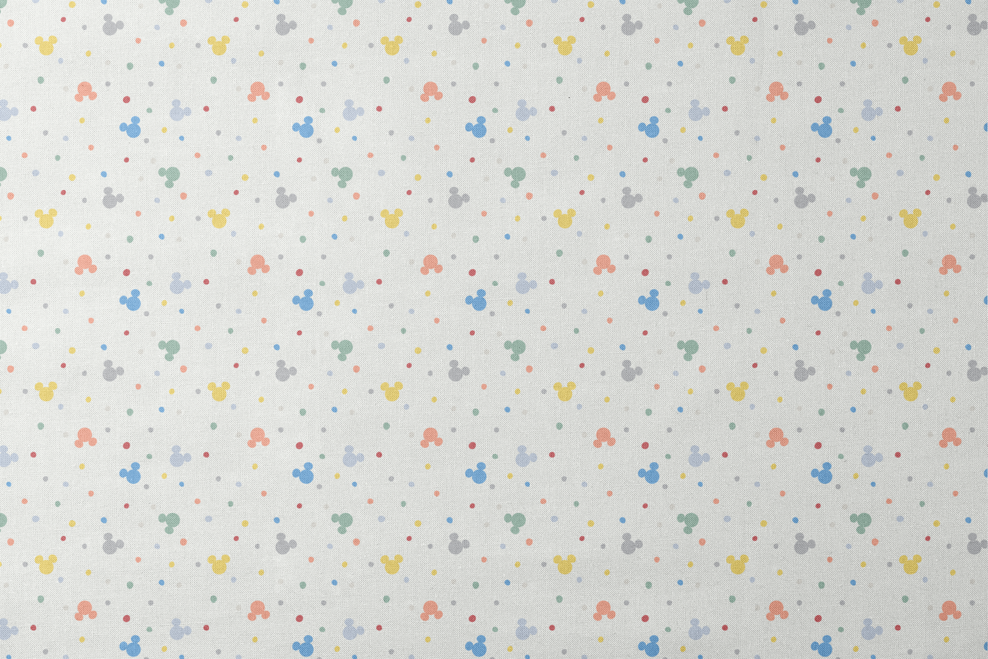 Colorful Disney Mickey Mouse silhouette pattern with pastel dots on white background designs flat mockup