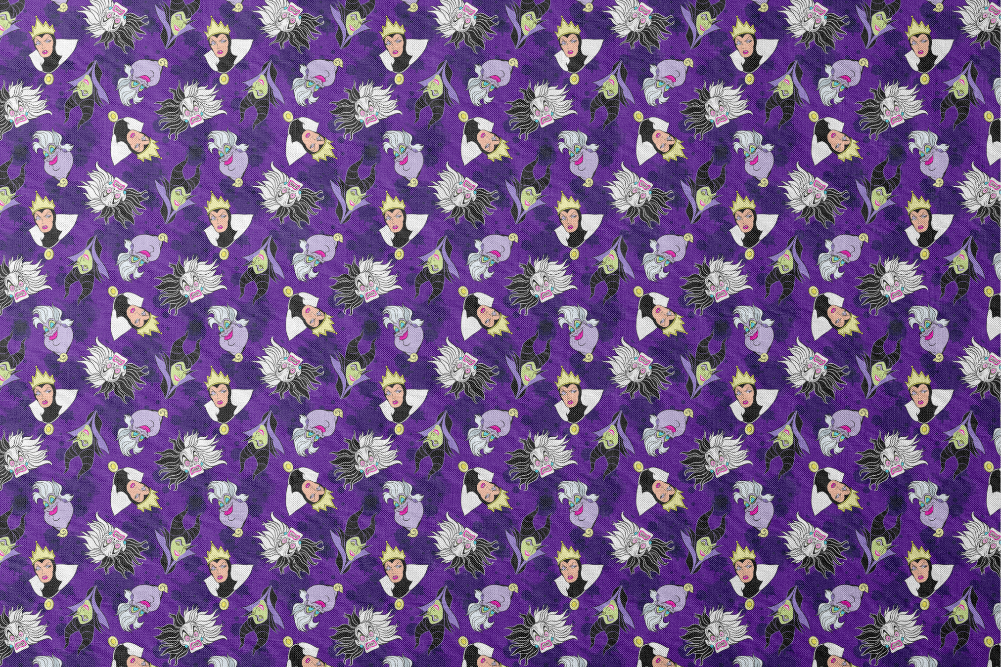 Disney villain pattern on purple background designs flat mockup