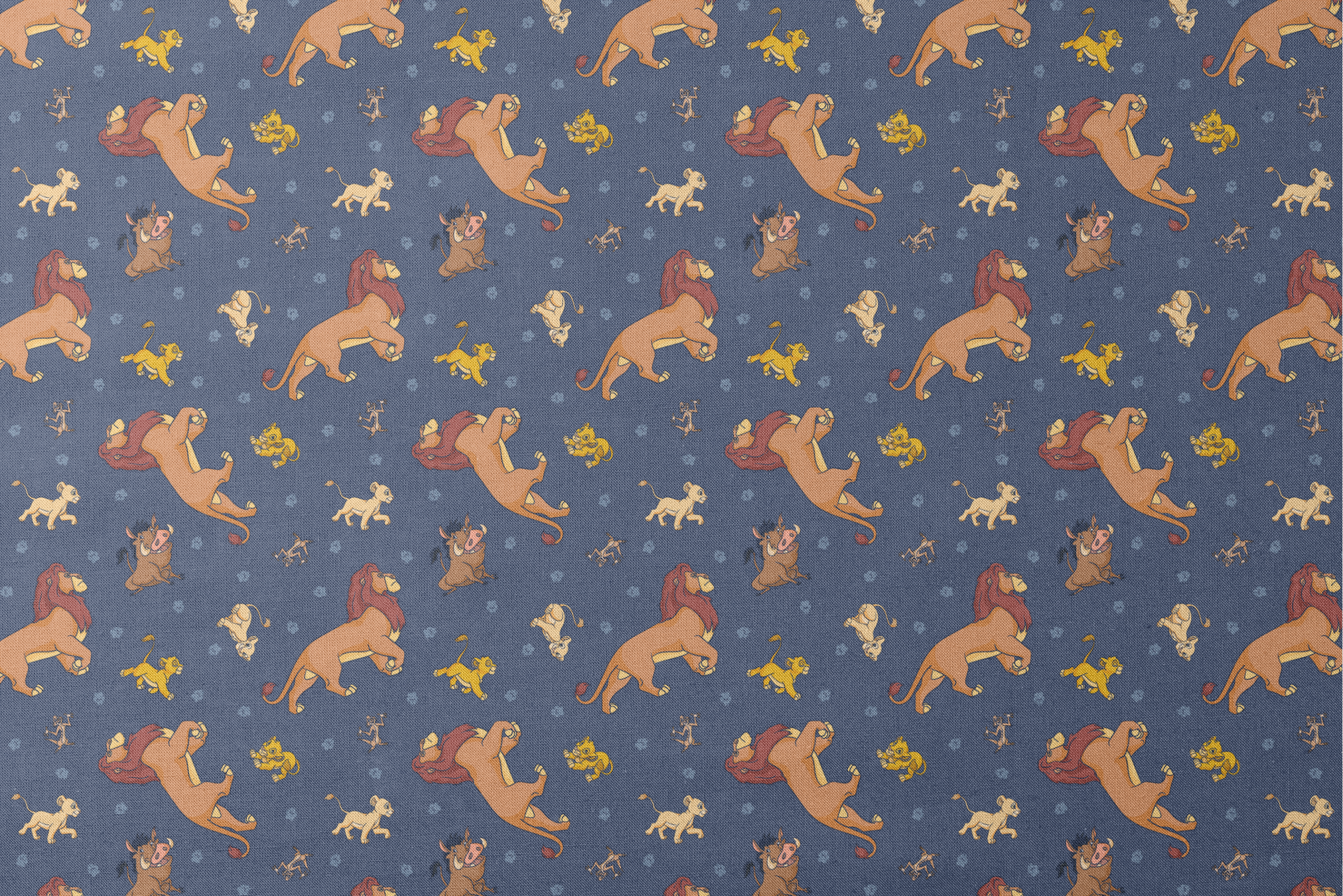 Colorful cartoon lions and characters from The Lion King scattered on dark blue background with paw prints designs flat mockup