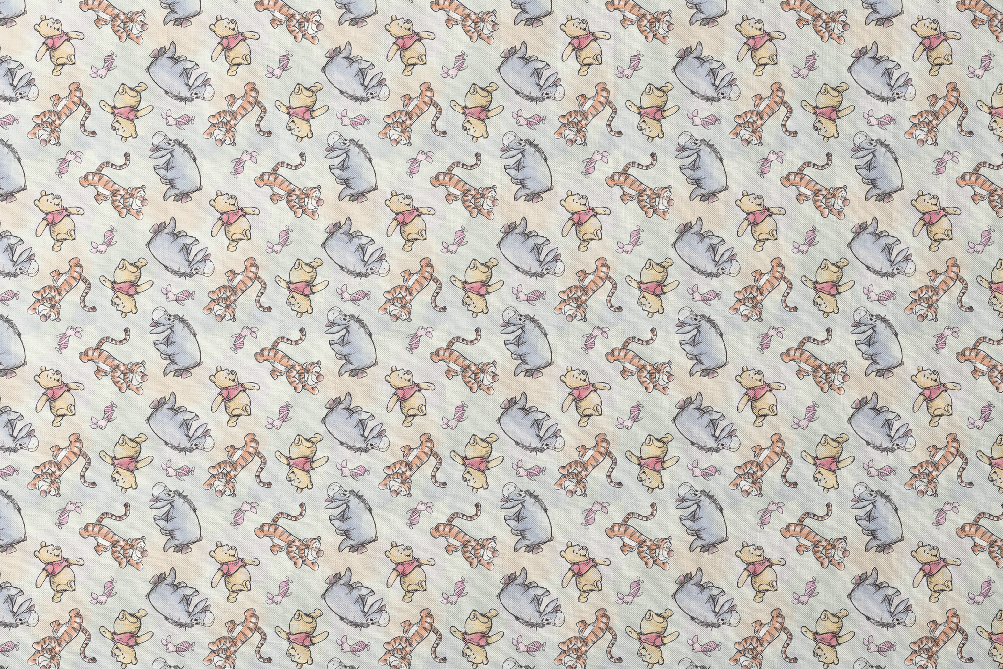 Whimsical pattern featuring cartoon bears in red shirts with bouncing tigers and small pink chara... designs flat mockup