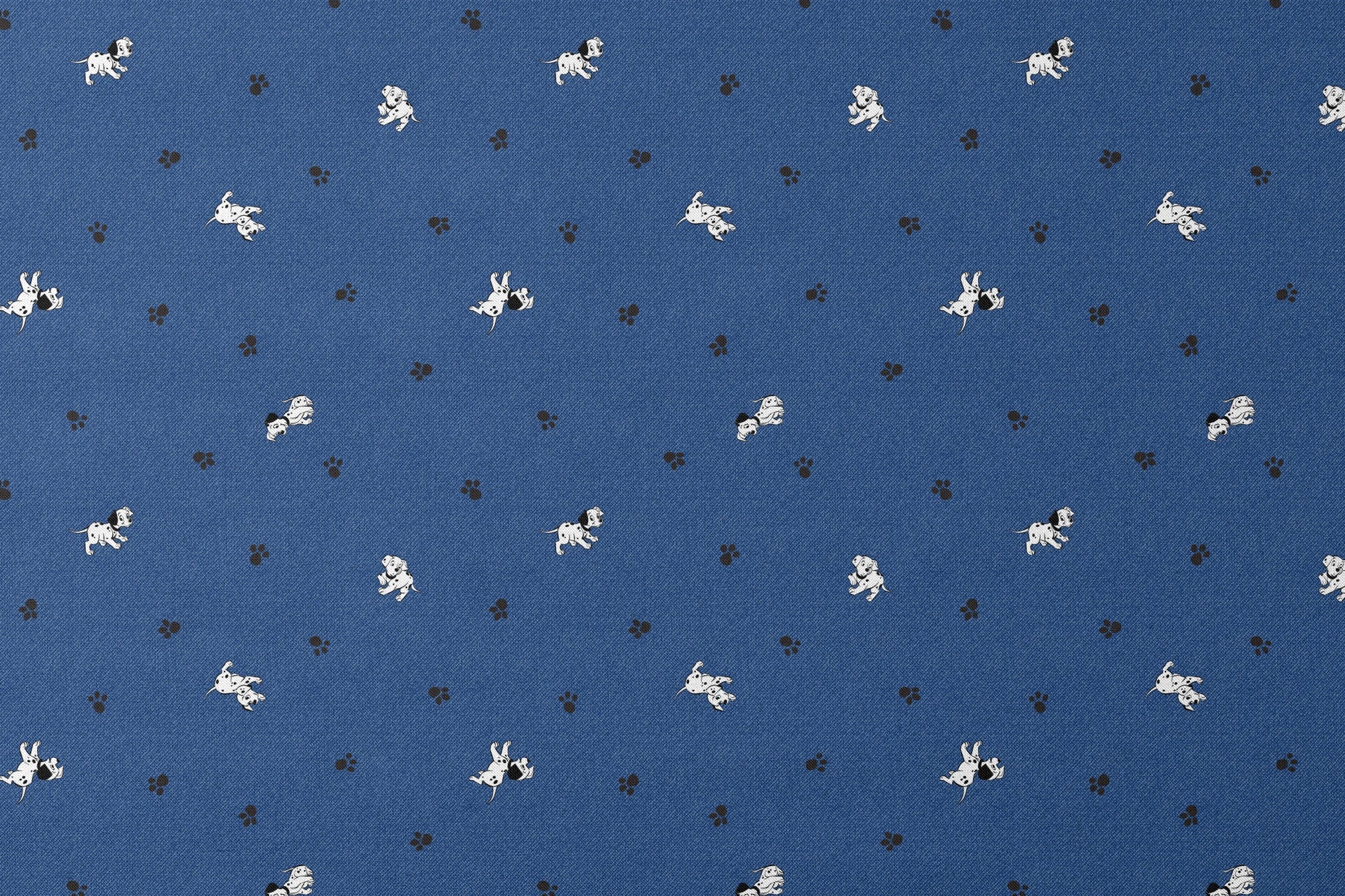 Blue background with small white cartoon-style space astronauts and black paw prints scattered across the pattern designs flat mockup