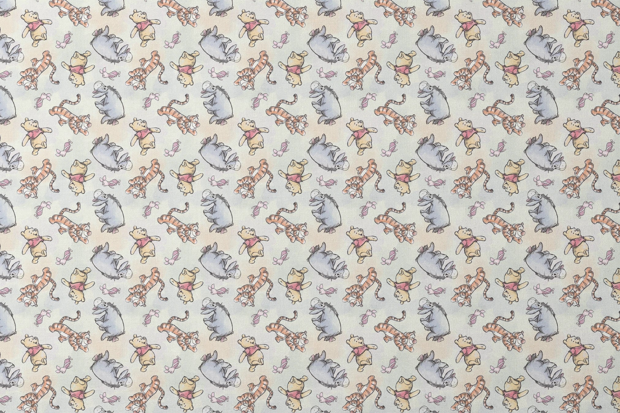 Whimsical pattern featuring cartoon bears in red shirts with bouncing tigers and small pink chara... designs flat mockup