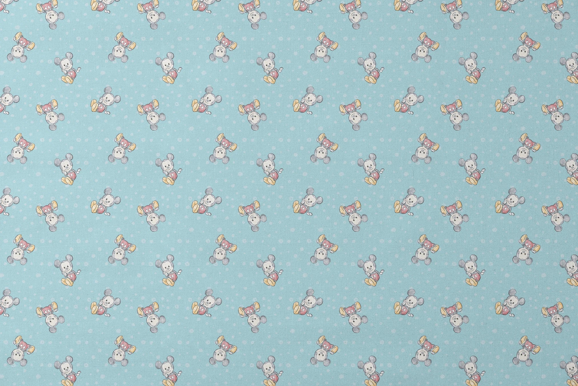 Cute cartoon mouse pattern with gray mice wearing colorful outfits on light blue polka dot background designs flat mockup
